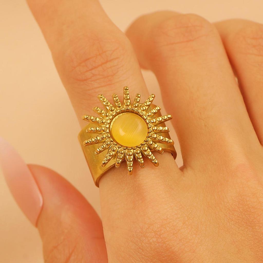 Vintage Turquoise Stainless Steel Open Finger Ring for Women