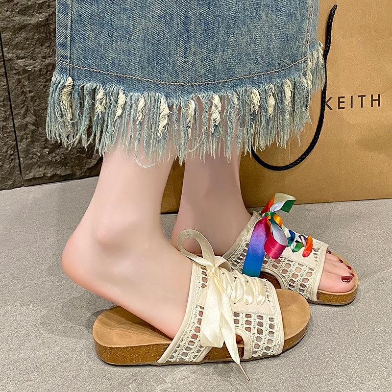Fashion Shoes Slippers Soft Slipers Women Slides Shale Female Beach Butterfly-Knot Comfort 2025 Summer Sabot Flat Butterfly-knot Casual