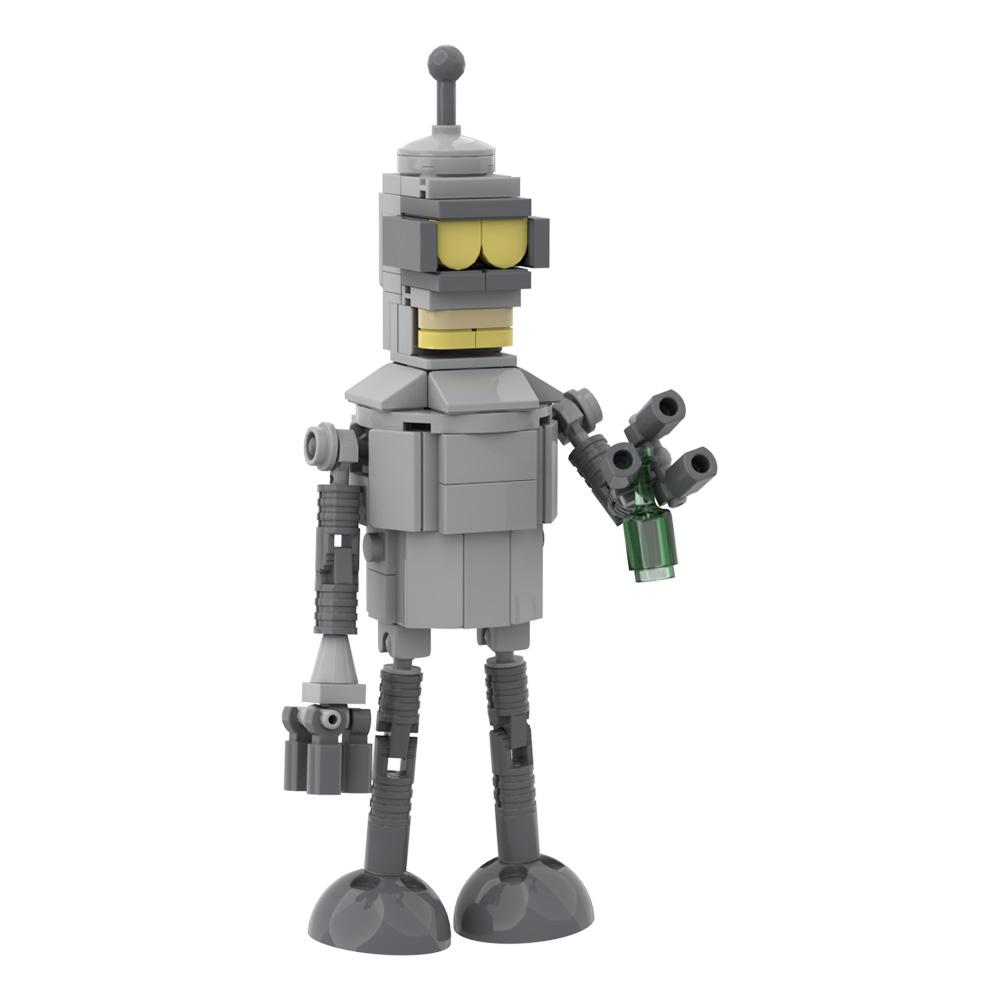MOC Futurama Bender Roboter Modellbausteine Animation Actionfigur Wütender Roboter Kreatives Design Stein Spielzeug Geschenk