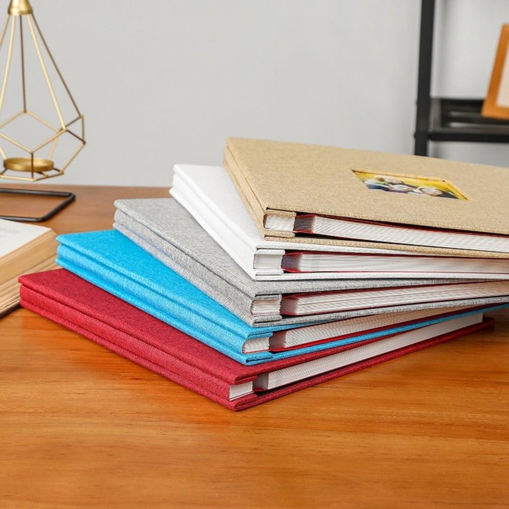 Linen Cover Self Adhesive Photo Album Large Capacity 20 Sheets Photobook Album with Window Square Memory Book Valentines Day