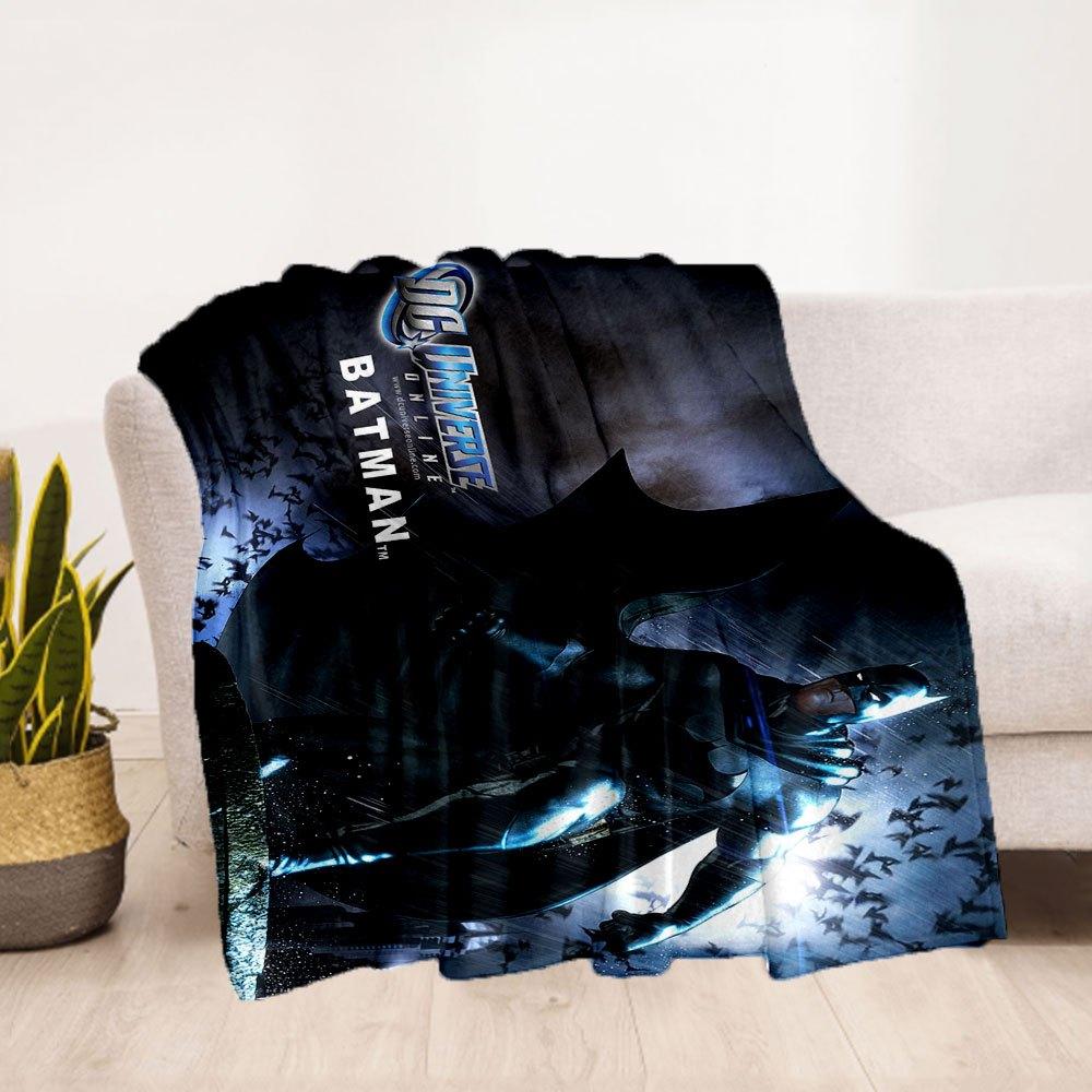 Batman DC Universe Online Poster PrintBlanket Flannel Throw Blanket for Sofa, Bed, Travel, Camping, Office, Couch, Chair