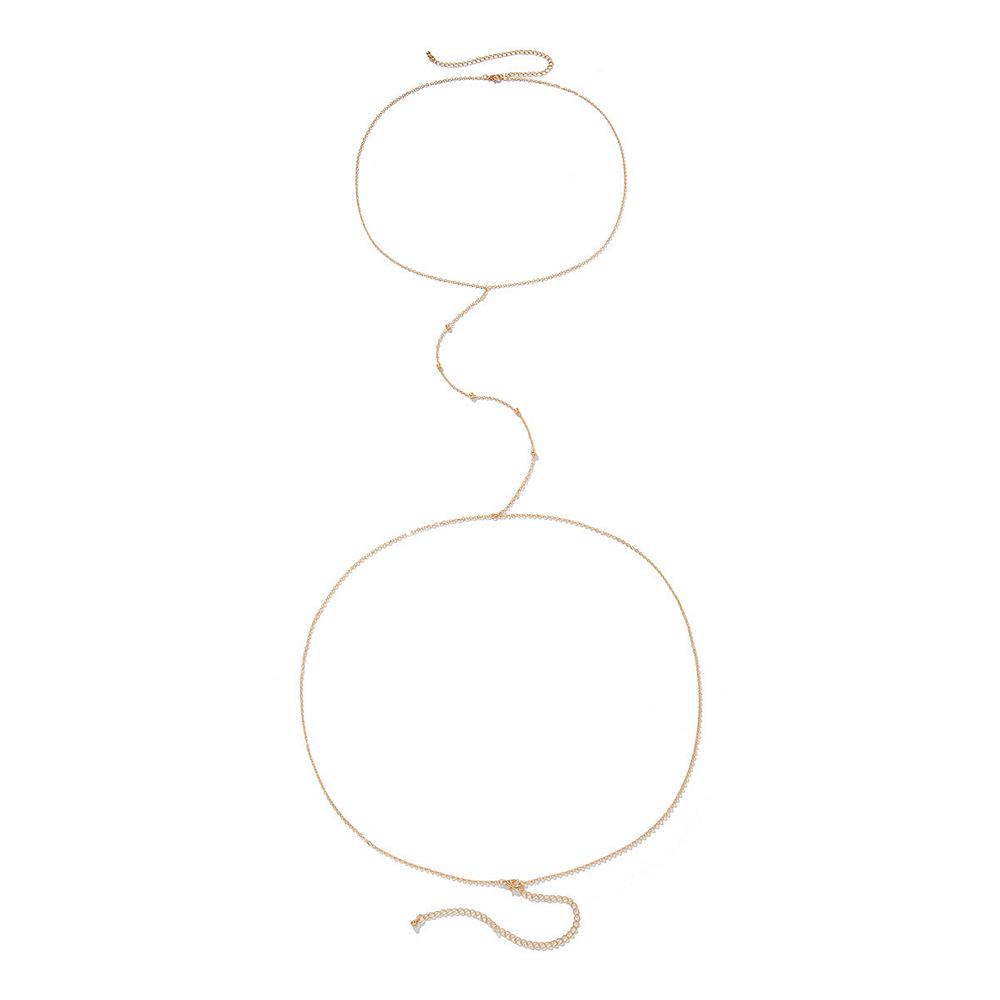 

Женское модное металлическое ожерелье-бодичейн с бусинами золотой