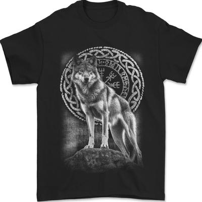 26 Nordic Wolf Viking Mens T-Shirt 100% Cotton Unisex T-Shirt