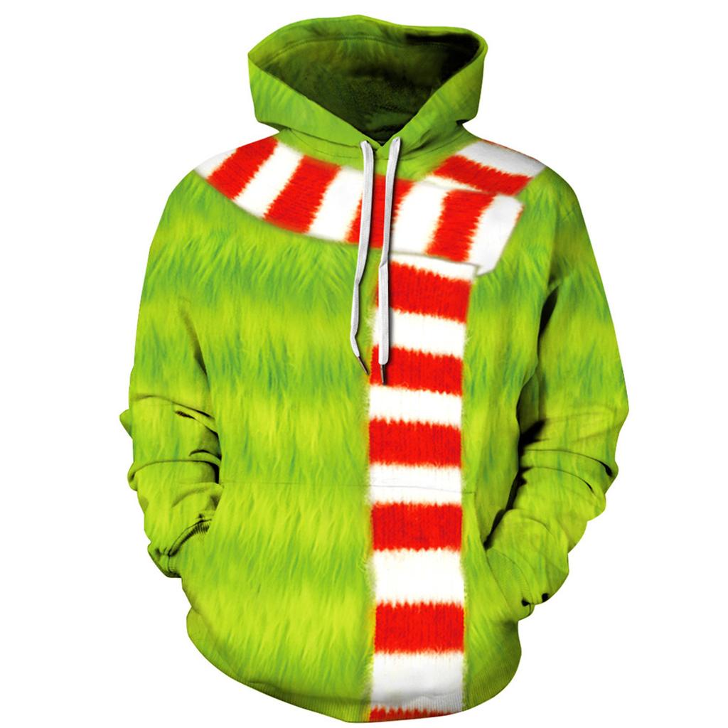 Christmas Fashion Print Loose Men'S And Women'S Thin Hooded Sweater
