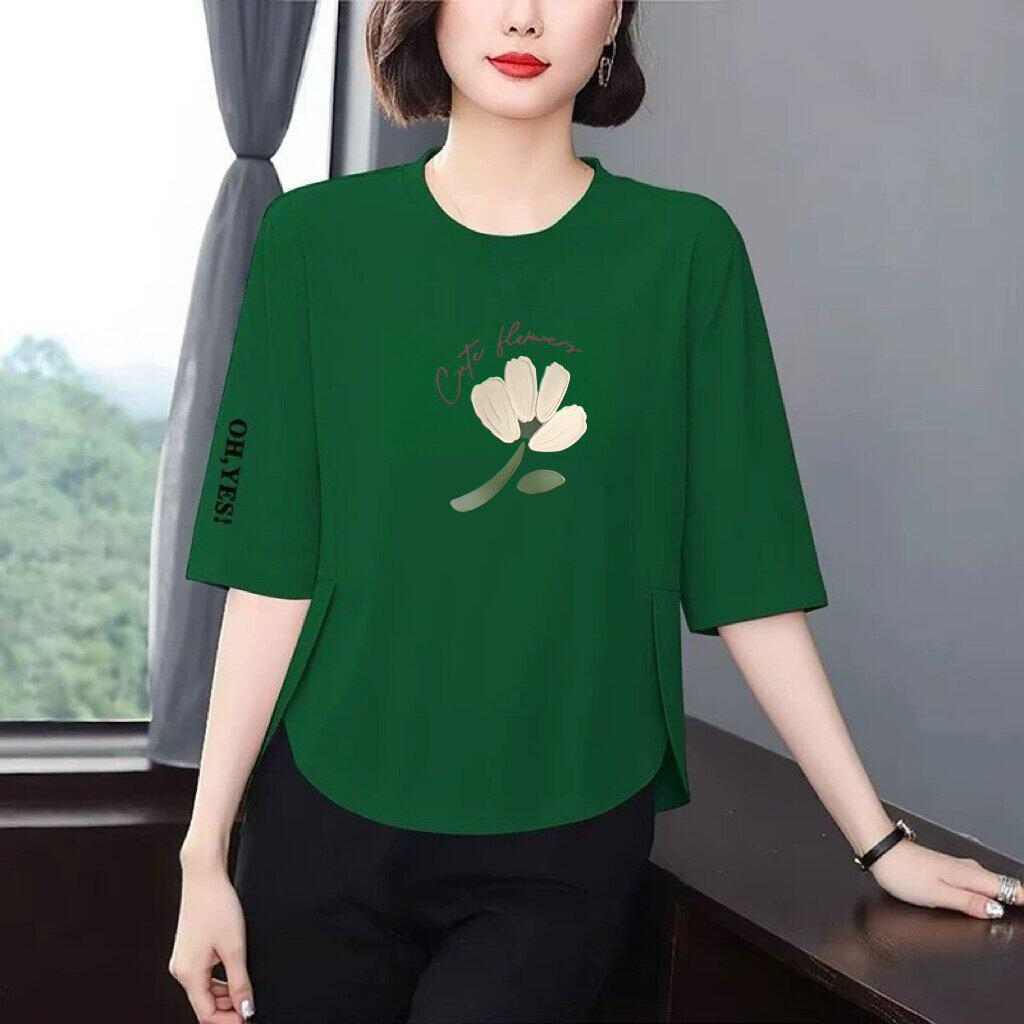 

Stylish Loose-Fit Printed Maternity T-Shirt for Middle-Aged & Older Women - Slimming, Age-Reducing & Versatile 2XL