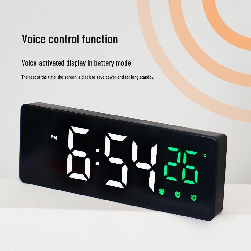 Silent LED Mirror Clock with Three Alarms - Ideal for Students & Kids' Bedside Desk