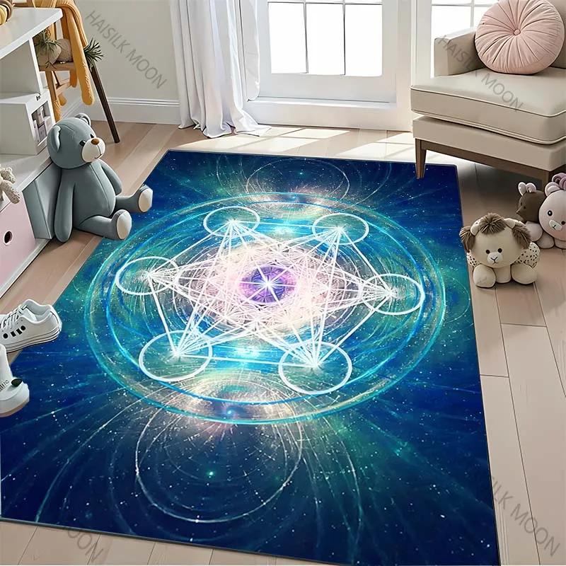 Neue Produkte schnell versandt! 3D Heiliger Metatron-Würfel Muster Teppich Wohnzimmer Teppich Schlafzimmer Sofamat Kinder Rutschfeste Bodenmatte