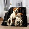 Jack Russell Terrier Fleece Blanket Two Dogs Print Throw Soft Warm All Season Bedding Home Decor Gift For Dog Lovers