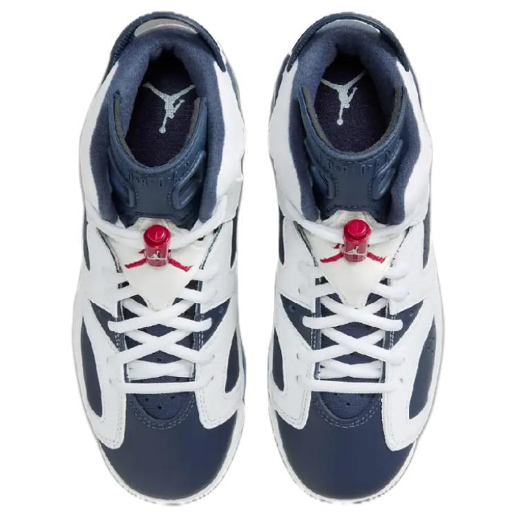 Air Jordan 6 Retro GS Olympic 2024 Kids Sneakers White Varsity-Red Midnight-Navy 384665-164