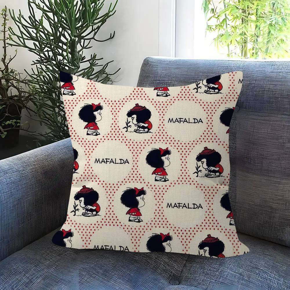 Pillow Cushion Cover Pillowcase Living Room Sofa Home Decor Customized Cartoon Cute Mafalda