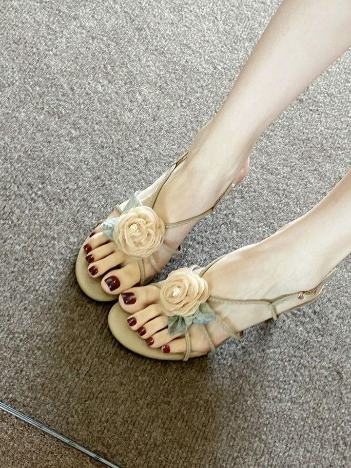 Camellia High Heels Women's Summer Sandals Women's 2025 New Fashion Beautiful High Heels Sandals Women's Summer Wear