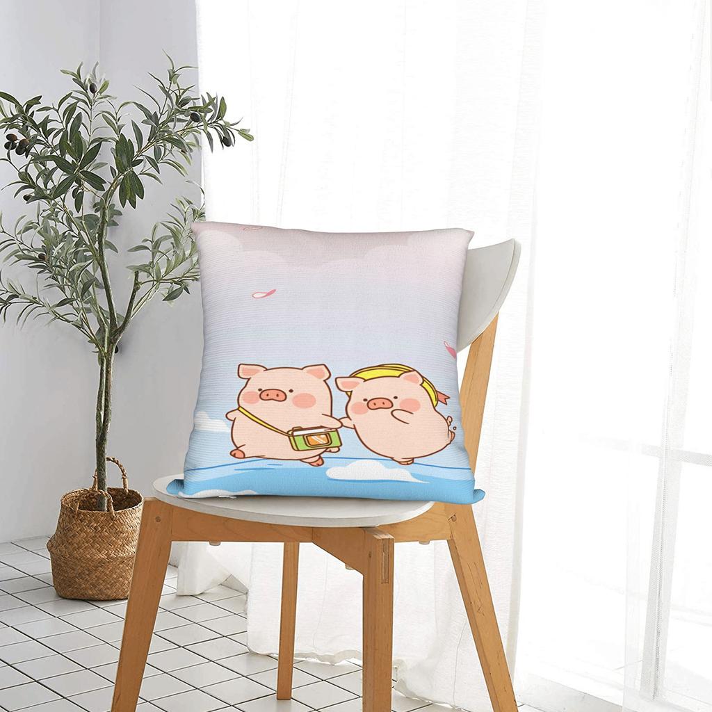 L-Lulu Pig Pillow Cover  Comfy Cushion Cover Cute Funny Pillow Case For Chair Sofa Home Decor