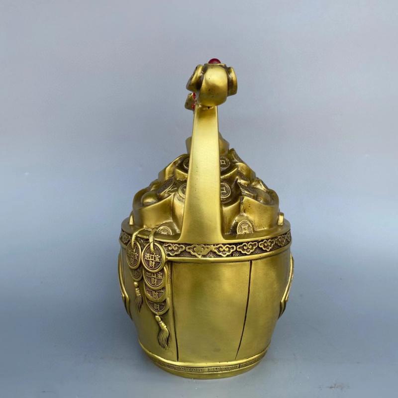 A Of Gold Ornament All Copper Piggy Savings Bank Treasure Bucket Craft Living Room Decoration Housewarming Opening G