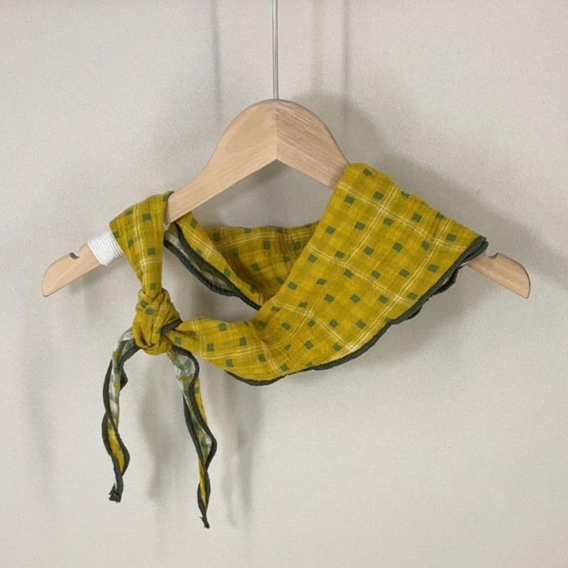 Soft Cotton Reversible Checkered Scarf Spring Neck Accessory For Women Stylish Neck Wrap Hair Bandana Bag Decoration