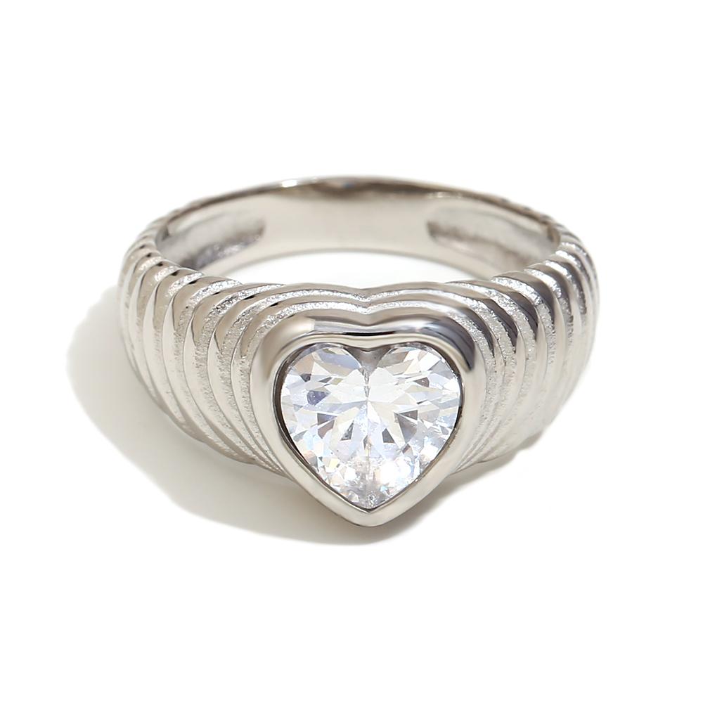 

MamacitaSlay Новые Тренды Классическое Сердце AAA Циркон Обручальные Кольца 18K Позолоченная Нержавеющая Сталь Ювелирные Изделия Женский Высококачественный Подарок 6 серебряный