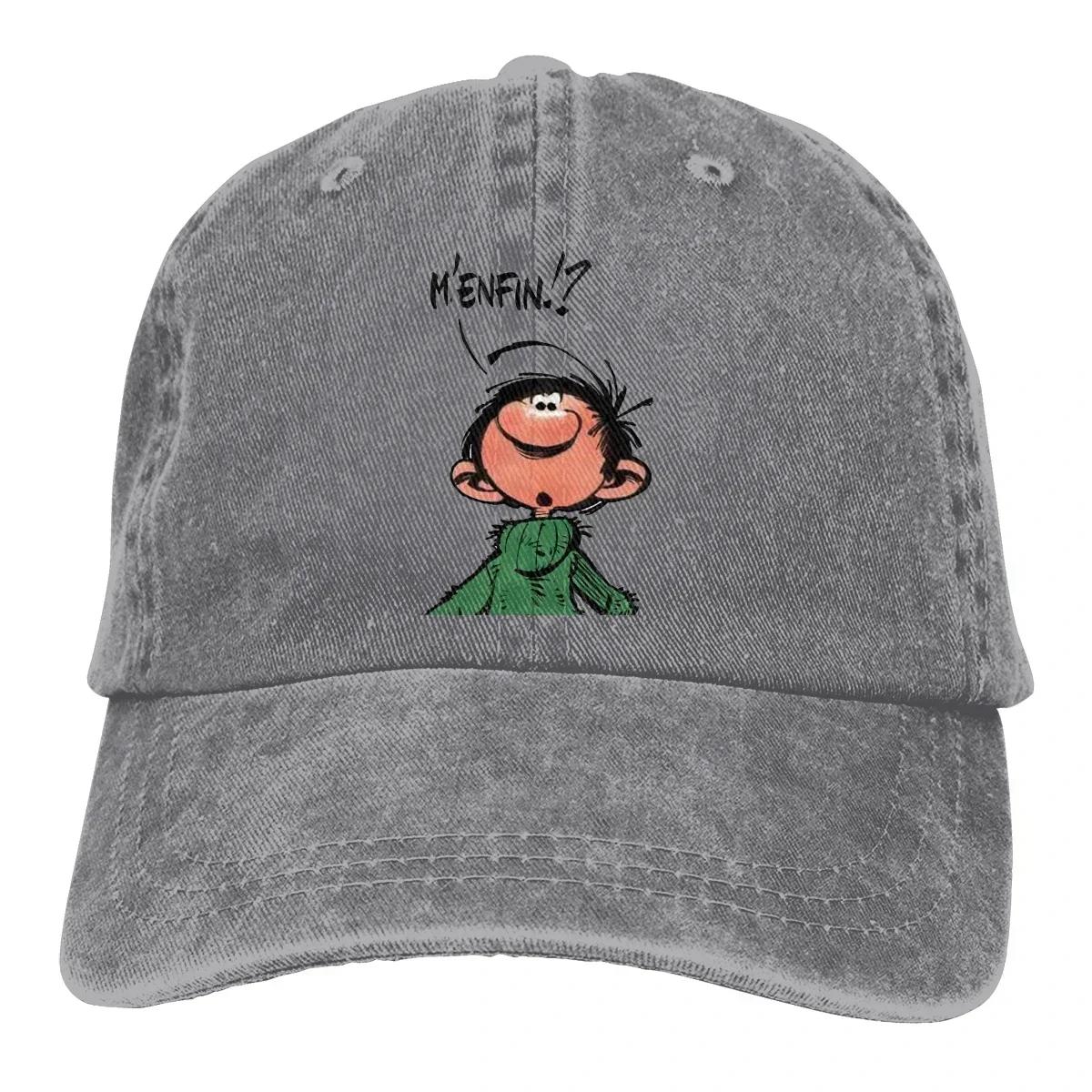 Adjustable Solid Color Baseball Cap Gaston Lagaffe Classic Washed Cotton Gaston Lagaffe Anime Sports Women Hat One Size