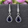 Elegant Dangle Earring for Women High Quality Silver Color Inlaid Blue Water Drop Shape Cubic Zirconia Classic Jewelry