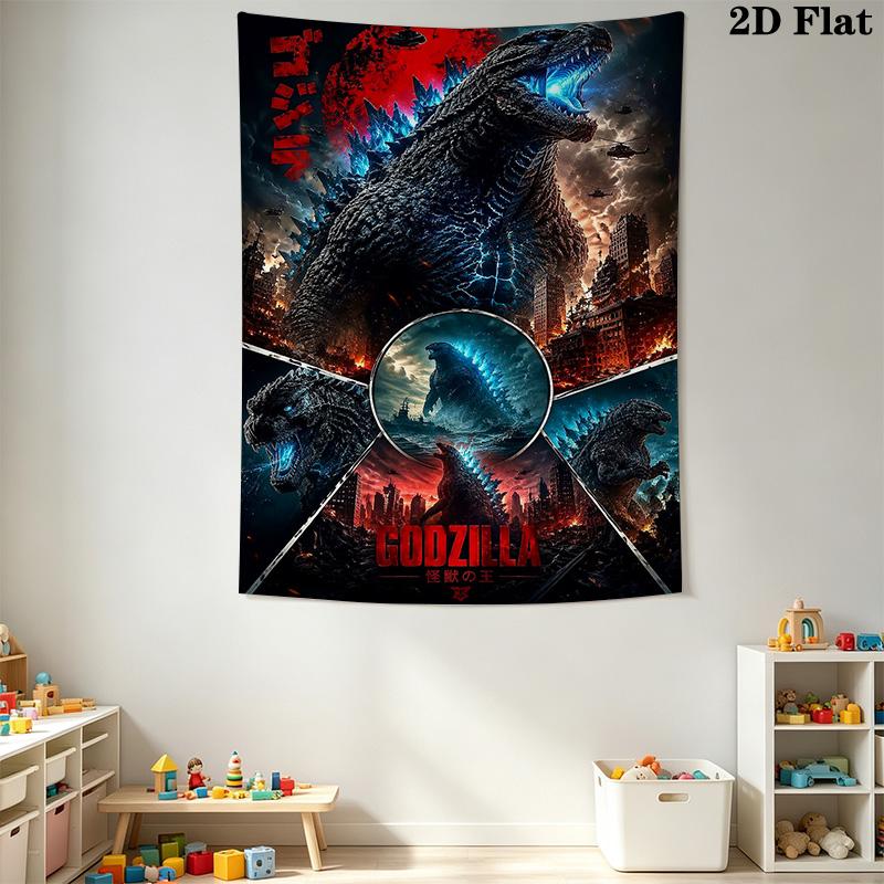 Godzilla Monsters Tapestry Background Cloth Wallmounted Background Cloth Christmas Gift Wall Decoration