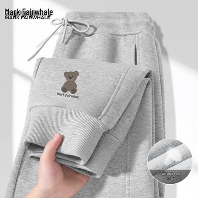 MARK FAIRWHALE Men's Loose Fit Bear Graphic Knit Jogger Pants