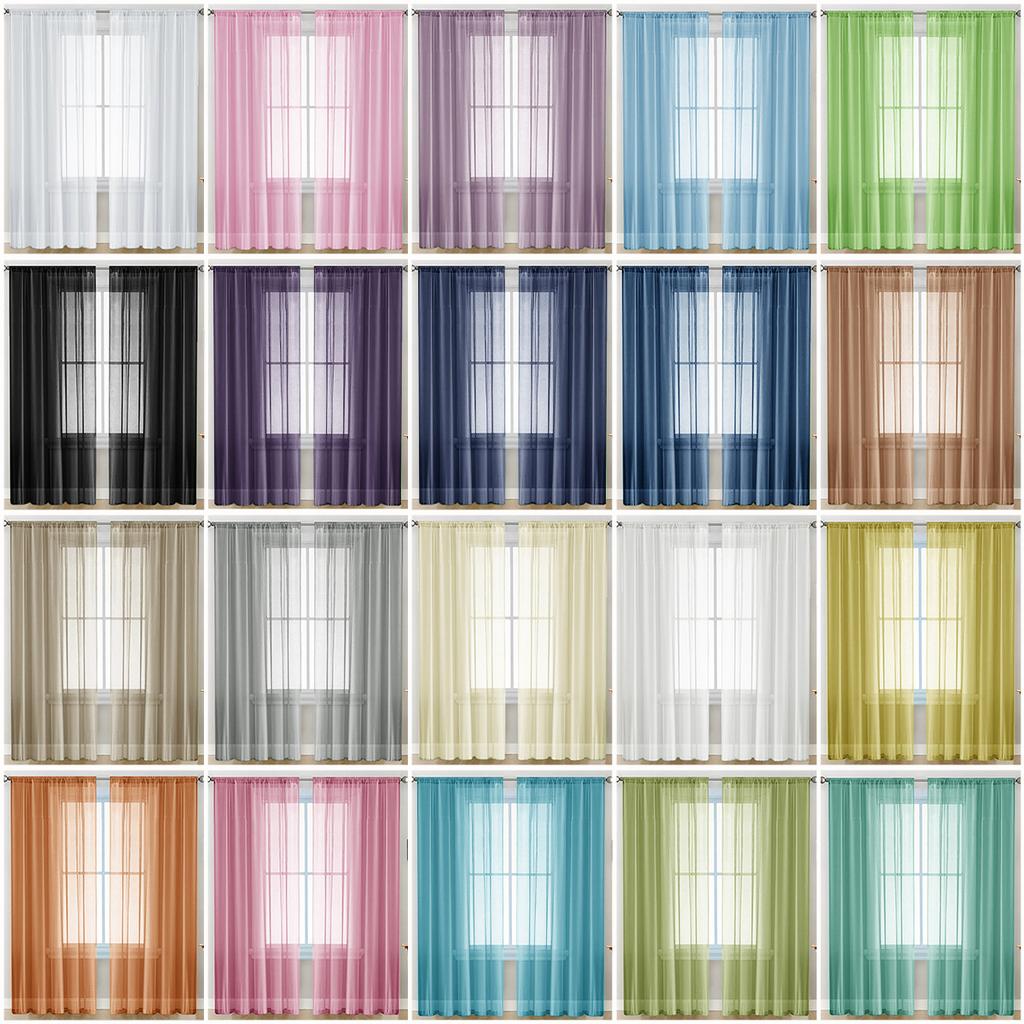 Solid Color Double String Terylene Curtain Sheer Semi-Blackout Thin Window Sheer