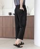 Jikeulib Elastic Waist Spandex Pocket Crooked Wide Pants