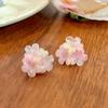 New Korean Romantic Resin Flower Stud Earrings for Women Girl Cute Aesthetic Charm Vintage Fashion Jewelry Accessories Wholesale