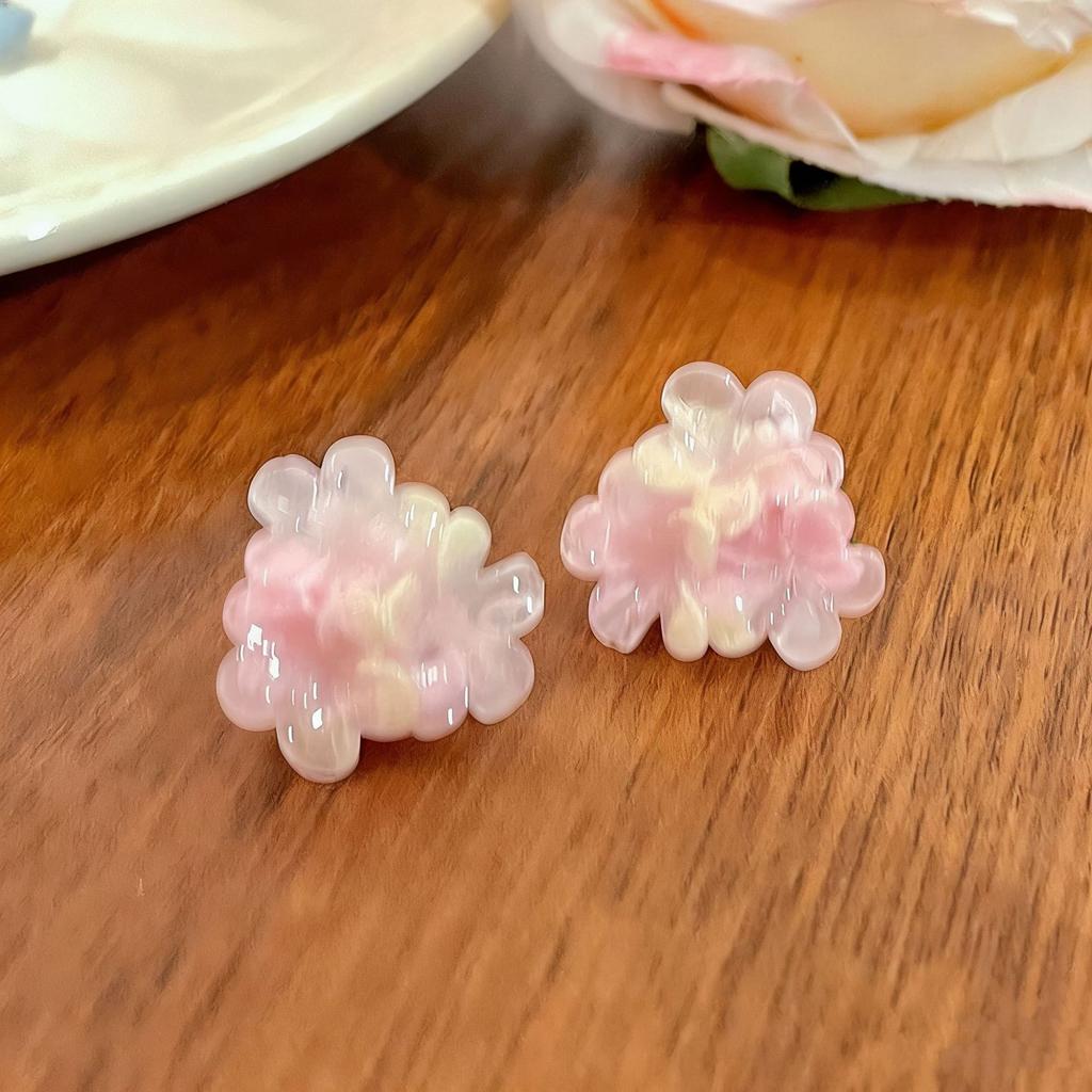 New Korean Romantic Resin Flower Stud Earrings for Women Girl Cute Aesthetic Charm Vintage Fashion Jewelry Accessories Wholesale