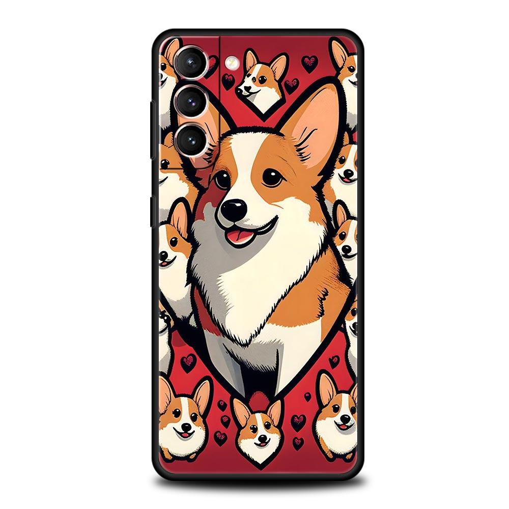 Cute Corgi Dog Phone Case Cover for Samsung Galaxy S26 S25 S24 S23 S22 S20 S21 FE Ultra S25 Edge Plus 5G Soft TPU Shell Fundas