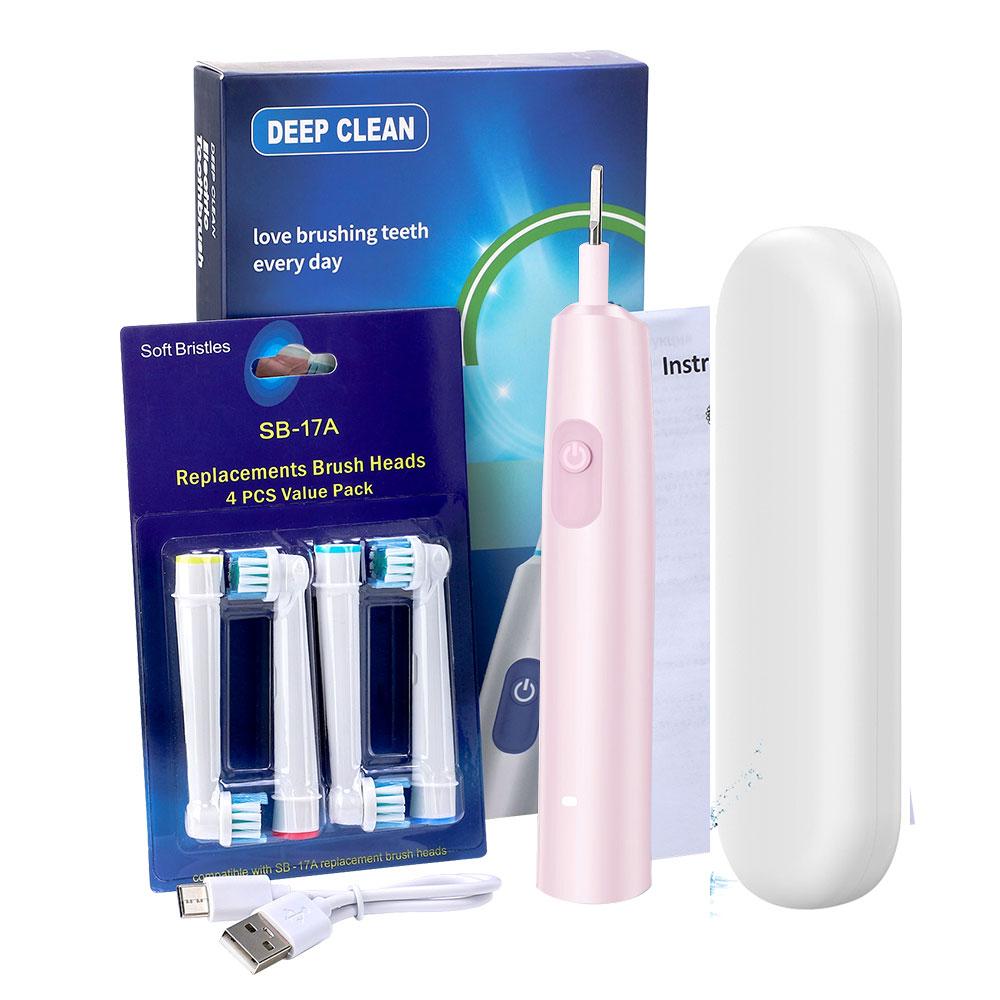 Round Rotating Electric Toothbrush, 5 Cleaning Modes 2 Timer Setting Teeth Whitening, with 4 Replacement Heads,Best Gift