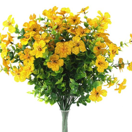 

Yousheng 8 шт. Искусственный цветок с листьями эвкалипта Устойчивый к УФ-лучам Реалистичный искусственный цветок Свадебная вечеринка В помещении На улице Сад Искусственное украшение цветком жёлтый