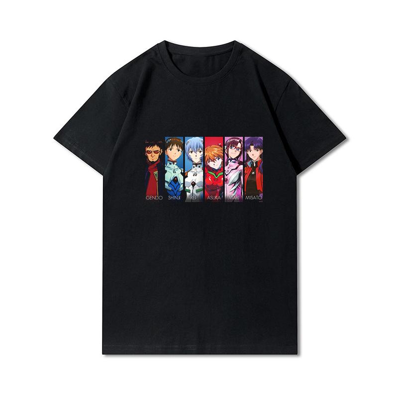 Herre Premium bomull Harajuku T-skjorte Evangelion Asuka Plakat Anime skjorte print T-skjorter Funny Style rundhals bomull T-skjorte Uformelle T-skjorter