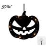 Outdoor Halloween Accessories Pumpkin Hanging Decor, Non-Woven Ghost Ornament with Light String, Spooky Holiday Decorations Door Wall Decor for