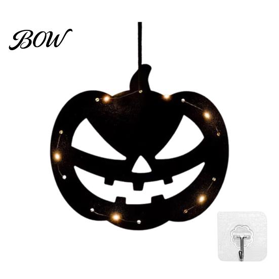 Outdoor Halloween Accessories Pumpkin Hanging Decor, Non-Woven Ghost Ornament with Light String, Spooky Holiday Decorations Door Wall Decor for