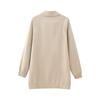 Womens Fashion Long Bomber Jacket Solid Color Loose Fit Street Style Outerwear