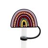 2Pcs Sweet Heart Leopard Print Silicone Straw Cap Dustproof Splashproof Rainbow Straw Cover Tips Straw Decoration For 7-8mm