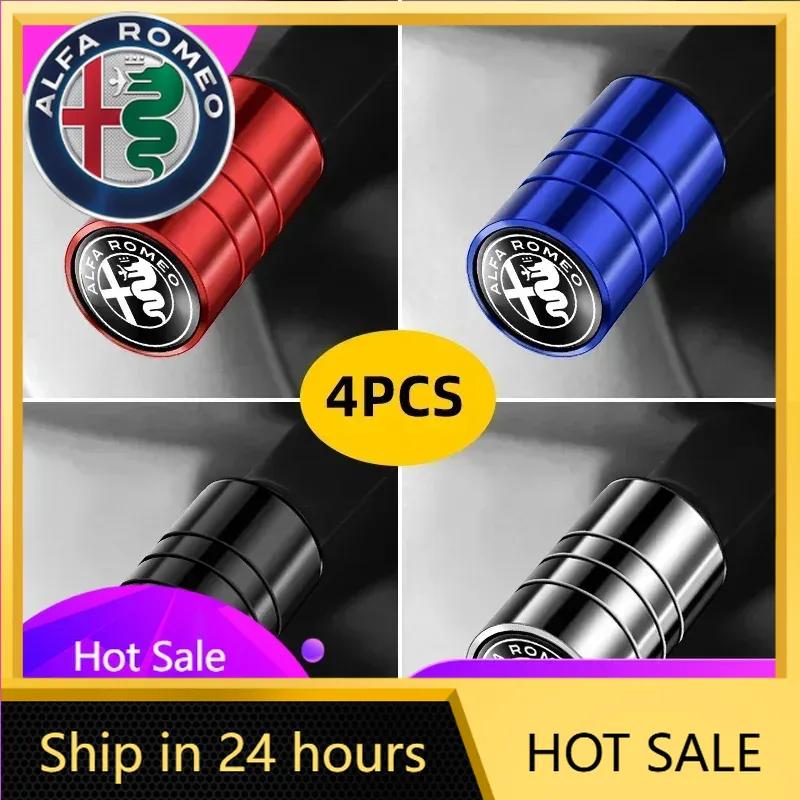 Car Stickers For Alfa Romeo 4Pcs Car Tire Cover Valve Leak-proof Cap For Alfa Romeo 146 147 155 156 159 Stelvio Giulia Giulietta чёрный