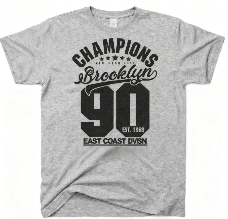 Brooklyn 90 Champions Vintage T-Shirt EST 1988 East Coast Division Retro Sport Baumwollhemd Streetwear Oberteil