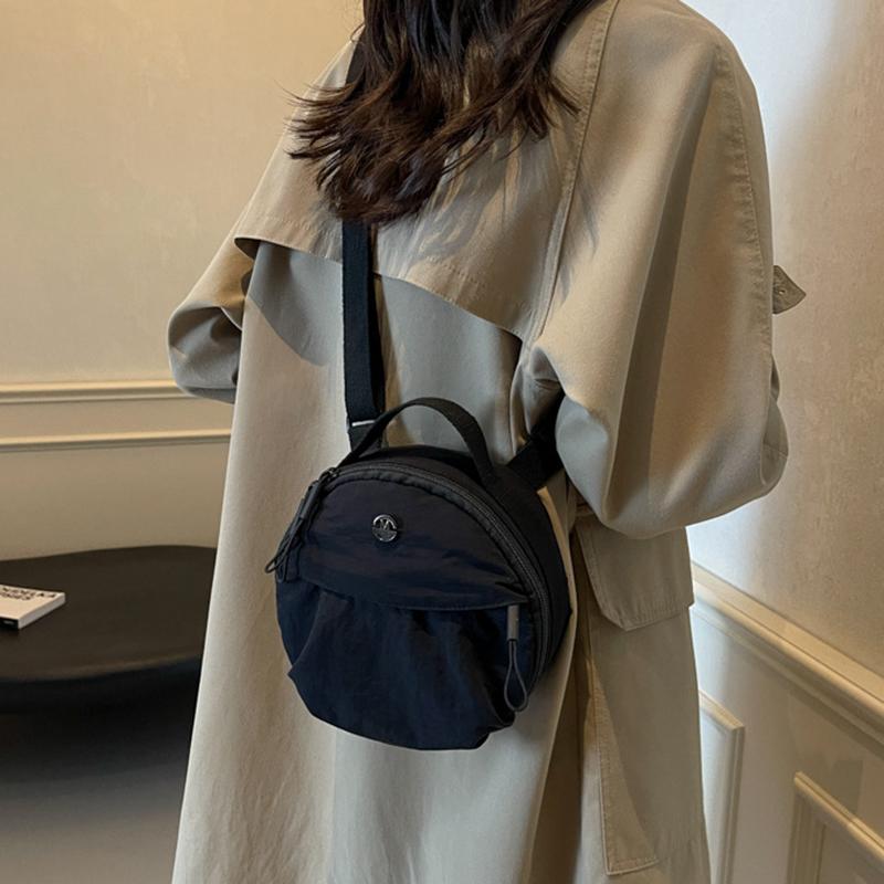 Women's Casual Nylon Crossbody Bag with Adjustable Strap Vintage Solid Color Small Shoulder Bag Polyester Lining for Everyday Use AVE