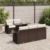 6 Piece Garden Sofa Set with Cushions Brown Poly Rattan