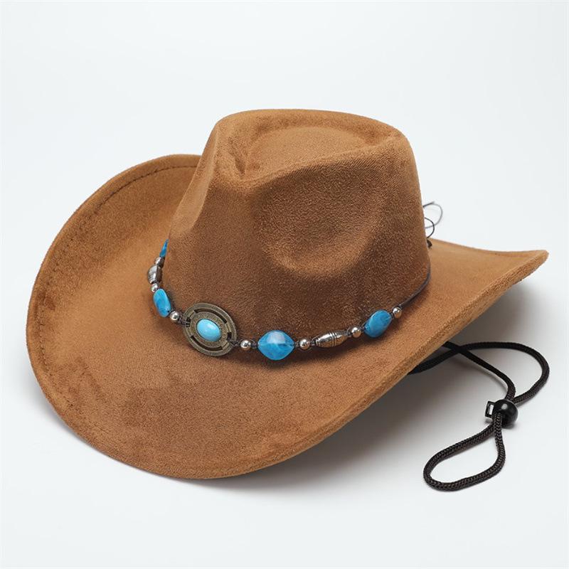 Classic suede western cowboy hat woolen jazz top hat men and women's ethnic style autumn and winter felt hat big eaves hat
