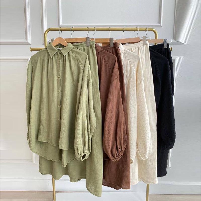 Women's Plus Size New Autumn Shirt Long Sleeved Skirt Fashion Casual Suit