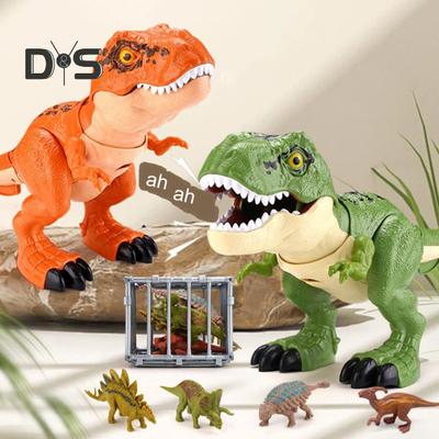 1 Set Schluckendes Brüllendes Dinosaurierspielzeug mit Käfig, beweglichem Mund, schwingendem Schwanz, Kinder-Tyrannosaurus Rex-Actionfigur, realistisches Dino-Modell, Kleinkinder, Jungen