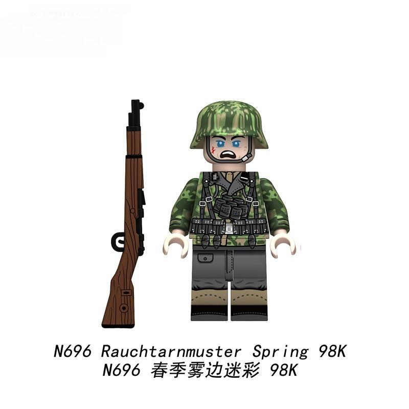 Neue Militärserie Armee Deutsche Frühjahrstarnung Soldat 4,5cm Bausteine Infanteriefiguren Helm Steine Montage Spielzeug