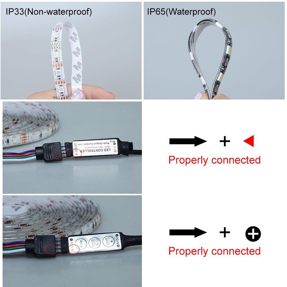 5050 RGB LED Strip Light USB 5V Smart Bluetooth Control IR Remote Flexible Led Tape 30/60 LEDs/M Colorful Ribbon Room Decor