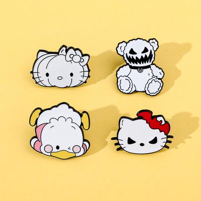 Cartoon Funny Kt Cat Brooch Cute Personality Sanrio Metal Badge Dark Wind Bear Alloy Bag Accessories