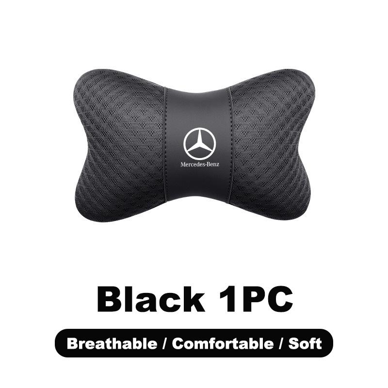CRY1 Ice Silk Car Seat Neck Pillow Headrest Rest Support Cushion Pad For Mercedes Benz Amg A GLC GLA GLE W205 W212 X156 W166 Sticker