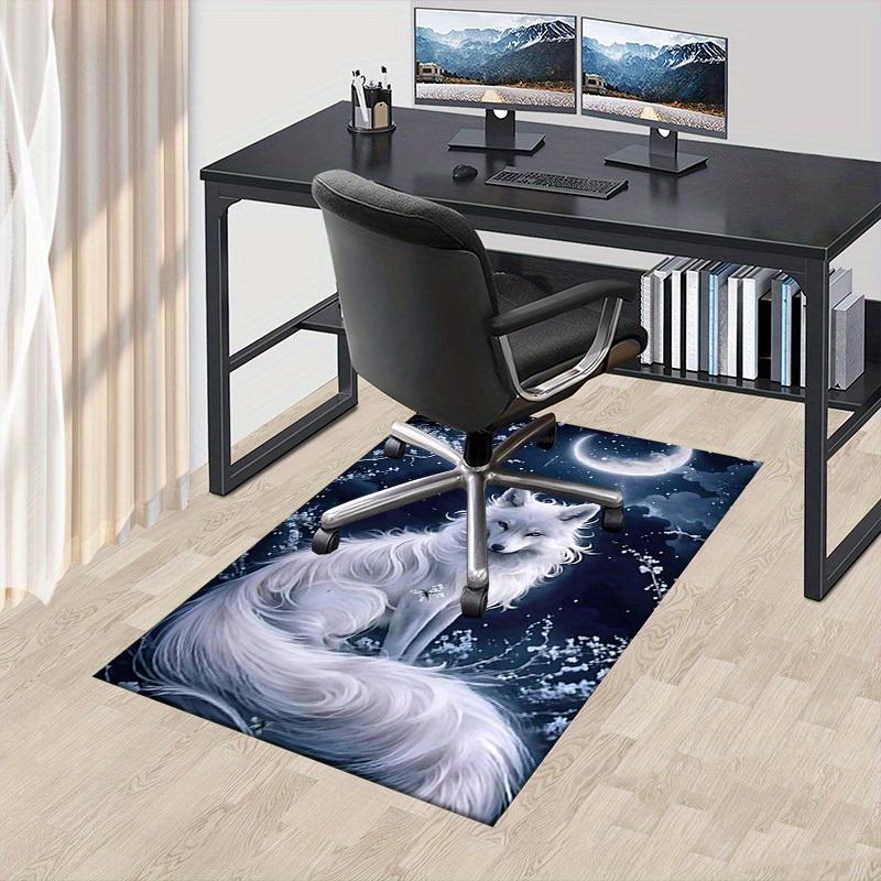 1pc Moonlit Wolf Themed Rug for Home Decor, Non-slip Office Carpet, Chair Mat, Outdoor Mat, Christmas and Halloween Gifts-0731033