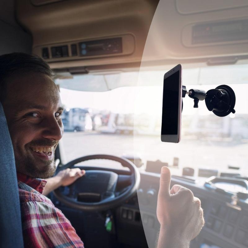 360 Rotation Truck Car Phone Mount 17mm Suction Cup Base High Strength PC Holder Secure Viewing Suitable for Trucks Car