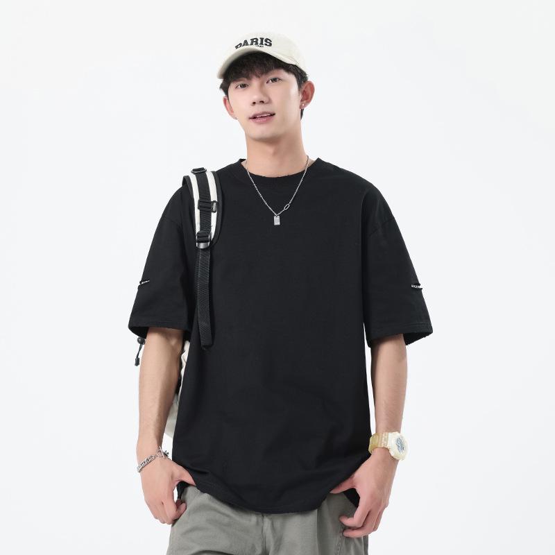 Men's American Trend Cotton Ripped Print T-Shirt, Short Sleeve, Summer Style for Teens & Couples