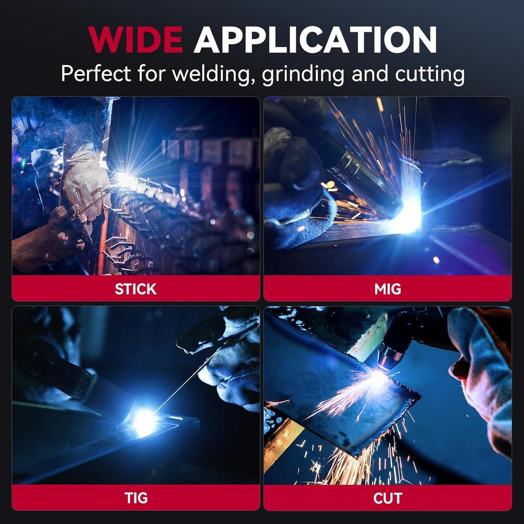 Svetshjälm Självförmörkande, 3,94"X3,66" Stor Visningsskärm Äkta Färgåtergivning Svetshuva med 4 Ljusbågsensorer Solcellsdriven för Män